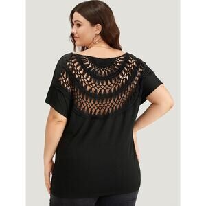 BloomChic 2X Black Supersoft V Neck Dolman Sleeve T Shirt Plus Size Casual Top